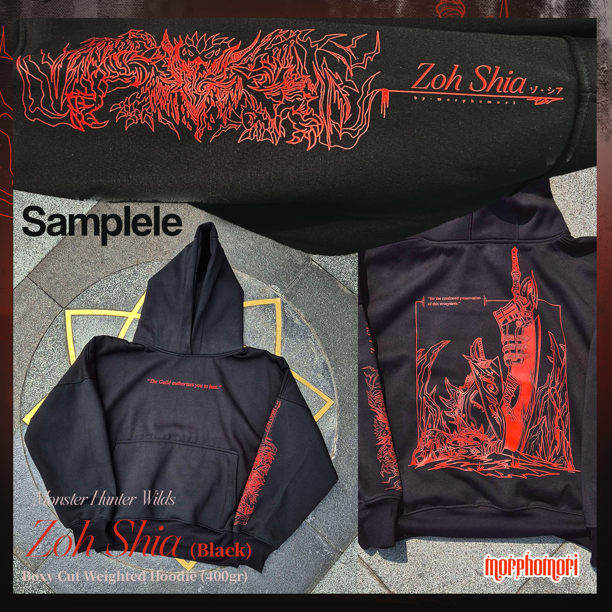 Monster Hunter Wilds - Zoh Shia (Black) Boxy Cut Weighted Hoodie (Limited)